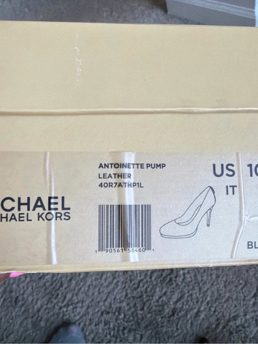 Michael Kors Black Leather Pointed-Toe Heels with Gold Accent